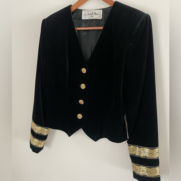 Vintage French Velvet and Gold Women’s Blazer size 40 by Jeannette Miner Paris - Picture 2 of 16